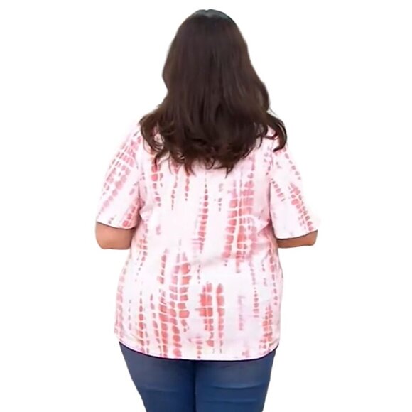 Belle by Kim Gravel Flutter Sleeve Top Womens XXS Coral Reef Cotton Blend NEW - Picture 2 of 6